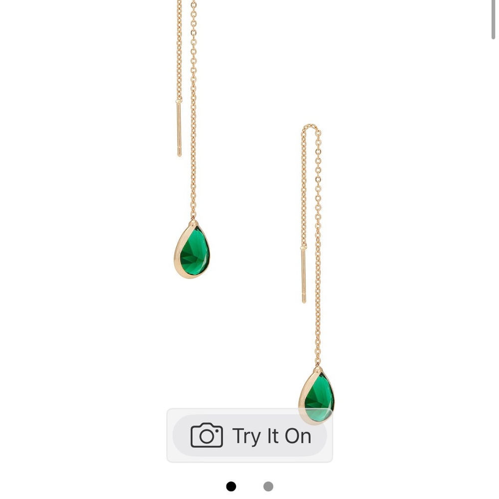 Ettika “Barely There” Gold and Green Crystal Chain Earrings